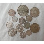 1944 GEORGE VI HALF CROWN, GEORGE VI 1940 & 1942 TWO SHILLINGS,