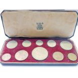 1953 ELIZABETH II CROWN TO FARTHING 10 COIN CORONATION SET,