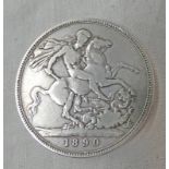 1890 VICTORIA SILVER CROWN COIN