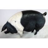 SIGNED ART POTTERY PIG - 23CM LONG