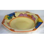 CLARICE CLIFF OCTAGONAL FANTASQUE BALLOON TREES BOWL - 23 CM DIAMETER Condition Report: