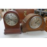 OAK WESTMINSTER CHIME MANTLE CLOCK AND MAHOGANY CASED MANTLE CLOCK