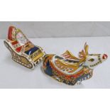 ROYAL CROWN DERBY SANTA & REINDEER PAPERWEIGHTS WITH GOLD STOPPERS
