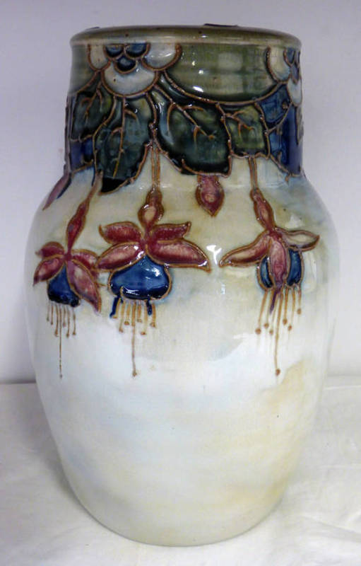 ROYAL DOULTON GLAZED POTTERY FLORAL DECORATED VASE - 26CM TALL