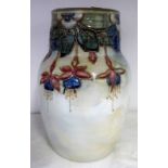 ROYAL DOULTON GLAZED POTTERY FLORAL DECORATED VASE - 26CM TALL