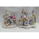 PAIR OF CONTINENTAL PORCELAIN FIGURE GROUPS