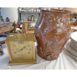 19TH CENTURY GLAZED POTTERY WATER FILTER WITH RELIEF MOULDED DECORATION - 33.