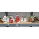 8 ROYAL DOULTON FIGURES INCLUDING THE SKATER, BEST WISHES & CAROLINE, ROYAL WORCESTER FIGURES,