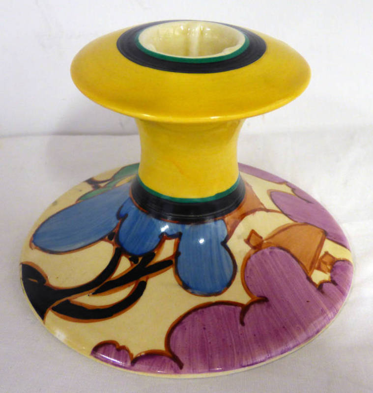 CLARICE CLIFF FANTASQUE BALLOON TREES CANDLESTICK - 8 CM TALL Condition Report: