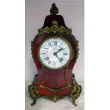 GILT METAL MOUNTED RED TORTOISESHELL EFFECT MANTLE CLOCK THE WHITE ENAMEL LID MARKED A & J SMITH