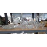 SELECTION OF GLASS DECANTERS,