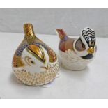 TWO ROYAL CROWN DERBY PORCELAIN PAPERWEIGHT INCLUDING COLLECTORS GUILD FIRECREST & CRESTED TIT