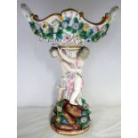 MEISSEN STYLE PORCELAIN PEDESTAL BASKET,