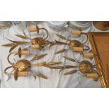 SET OF 4 GILT METAL TWIN BRANCH WALL LIGHTS