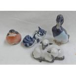 4 ROYAL COPENHAGEN ANIMAL FIGURES: PAIR LAMBS, KITTEN,