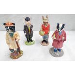 FOUR BESWICK PORCELAIN FIGURES INCLUDING GARDENER RABBIT, SHEPHERD SHEEP DOG,