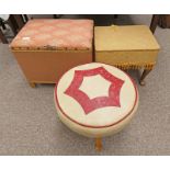 SHERBORNE FOOTSTOOL AND ONE OTHER & SMALL OTTOMAN