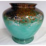 MONART GREEN GLASS VASE WITH AVENTURINE DECORATION,