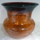 MONART ORANGE AND BLACK GLASS VASE - 22CM TALL Condition Report: Some abrasions to