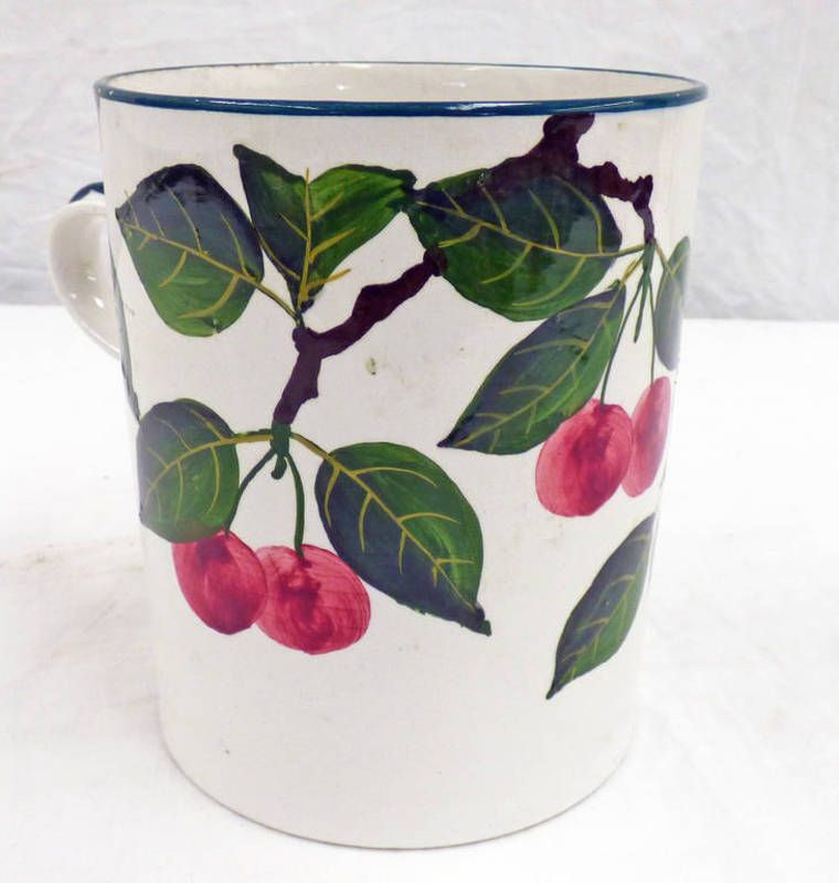 WEMYSS WARE CHERRY MUG WITH IMPRESSED MARK - 14CM TALL