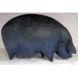 SIGNED ART POTTERY PIG BY PAUL SMITH ON BASE PLATE Condition Report: Overall good