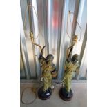 PAIR OF METAL FIGURE LAMPS,