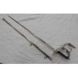 A GVR 1897 PATTERN INFANTRY OFFICERS SWORD WITH 82CM LONG BLADE ETCHED WITH FOLIAGE,