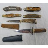 SELECTION OF KNIFES TO INCLUDE A STAG HORN "ORMANDS VIPER DIPS "KNIFE, HAMILTON, LAIDLAW & CO,