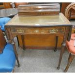 19TH CENTURY INLAID ROSEWOOD LADIES DESK WITH LEATHER INSET TOP,