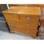 EARLY 20TH CENTURY MAHOGANY CHEST OF 2 SHORT OVER 2 LONG DRAWERS ON BRACKET SUPPORTS