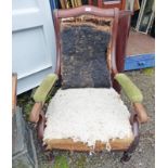 19TH CENTURY MAHOGANY FRAMED ARMCHAIR WITH REEDED BALUSTER SUPPORTS