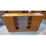 LATE 20TH CENTURY TEAK BOOKCASE WITH 2 GLAZED SLIDING DOORS & 2 PANEL DOORS Condition