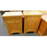 PAIR PINE BEDSIDE CABINETS