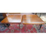 PAIR OF MAHOGANY TOPPED SQUARE OCCASIONAL TABLES