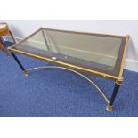 21ST CENTURY GILT METAL AND GLASS COFFEE TABLE