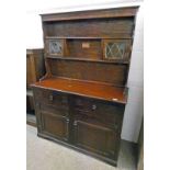 OAK DRESSER WITH PLATE RACK BACK OVER 2 DRAWERS & 2 PANEL DOORS