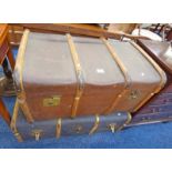 2 WOODEN BOUND TRUNKS