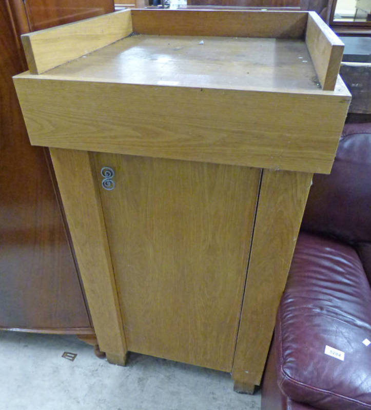 OAK CABINET WITH PANEL DOOR - 117CM TALL