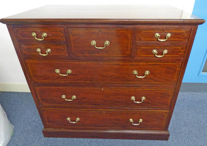 MAHOGANY CHEST OF DRAWERS WITH SHORT DRAWERS OVER 3 LONG DRAWERS,