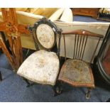 LATE 19TH CENTURY EBONISED HAND CHAIR,