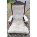 LATE 19TH CENTURY MAHOGANY FRAMED ARMCHAIR