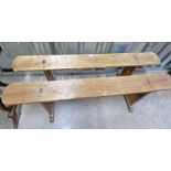 PAIR OF OAK BENCHES,