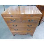 YEW WOOD CHEST OF 2 SHORT OVER 3 LONG DRAWERS