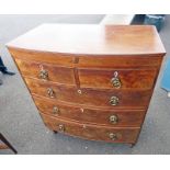 19TH CENTURY MAHOGANY BOW FRONT CHEST WITH 2 SHORT OVER 3 LONG DRAWERS - WIDTH 103CM