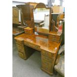 19TH CENTURY WALNUT DRESSING TABLE WITH 2 SETS OF SMALL DRAWERS,