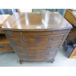 BOWFRONT MAHOGANY CHEST WITH 4 DRAWERS,