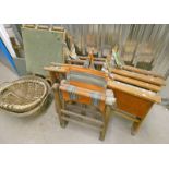 FOLDING CHAIRS, WICKER BASKETS,