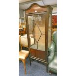 LATE 19TH CENTURY MAHOGANY DISPLAY CASE WITH ASTRAGAL GLASS DOORS ON SQUARE SUPPORTS