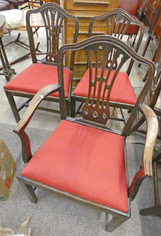 3 EARLY 20TH CENTURY MAHOGANY DINING CHAIRS ON SQUARE SUPPORTS