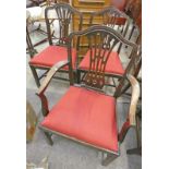 3 EARLY 20TH CENTURY MAHOGANY DINING CHAIRS ON SQUARE SUPPORTS